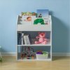 Basicwise White Modern Wooden Storage Bookcase with Shelf, Playroom Bedroom Living and Office QI004151.WT